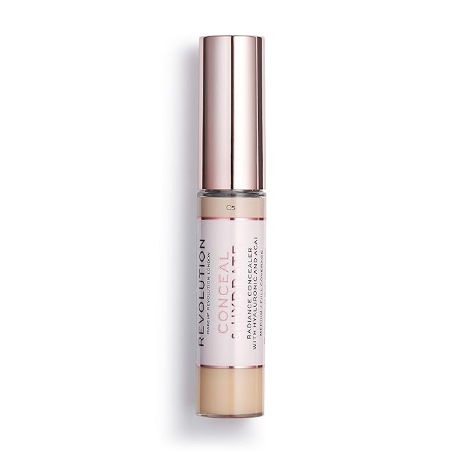 Makeup Revolution Conceal and Hydrate Concealer, Full Coverage 0.7 Fl Oz