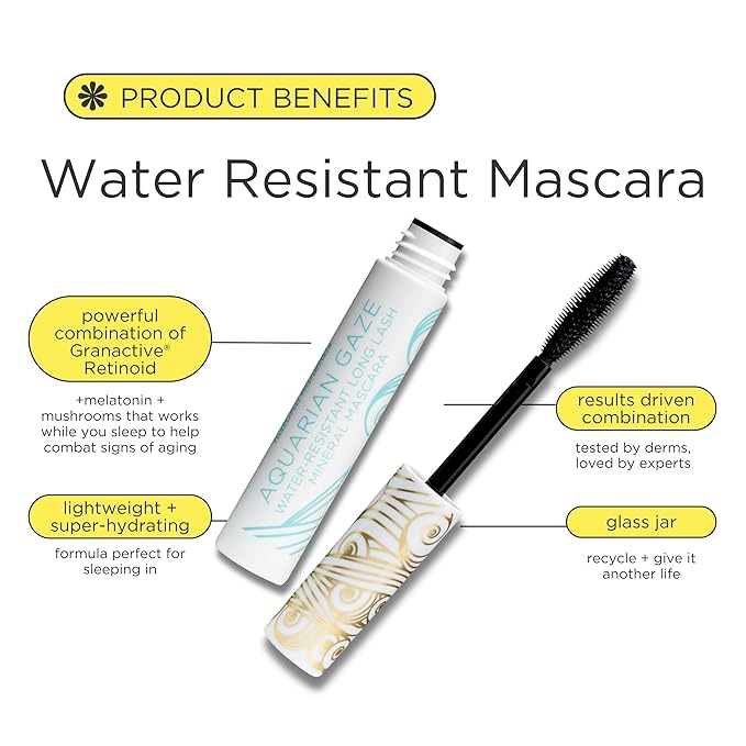 Pacifica Aquarian Gaze Mascara – Abyss (Black) Water-Resistant Long Lash Mascara, Lengthening & Smudge-Proof, Vegan & Cruelty-Free