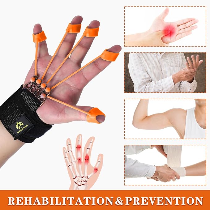 Finger Exerciser Finger Stretcher Finger Resistance Band Guitar (Black,75 LB)