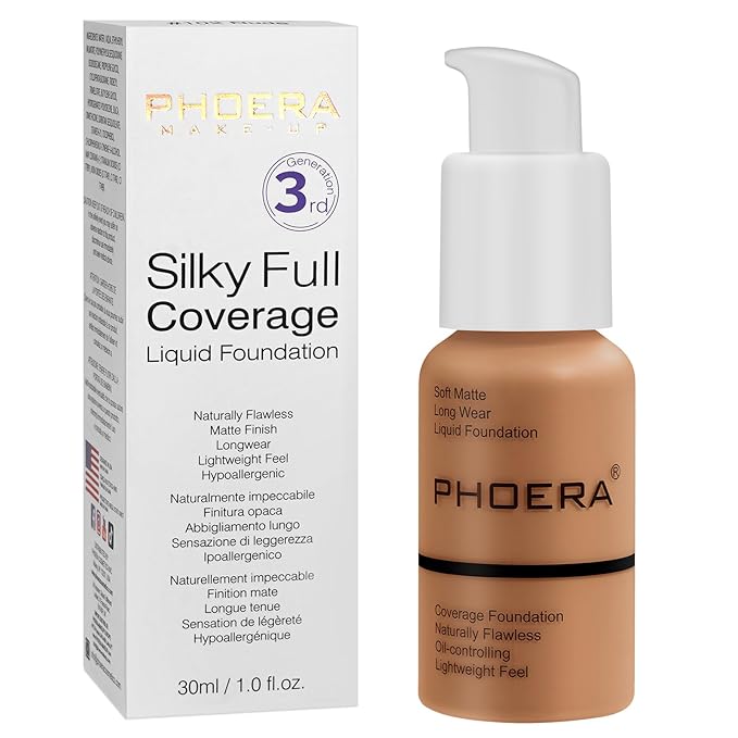 PHOERA Foundation, PHOERA Matte Liquid Foundation,PHOERA Makeup for Concealer (108-Tan) 30ml