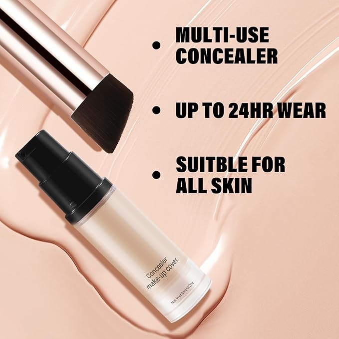 2pcs Liquid Concealer Set with Brush,Full Cover,Concealer W