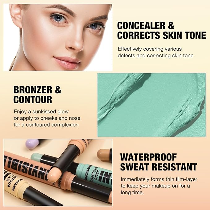Contour Stick Corrects Skin Tone Bronzer Waterproof Sweat Concealer Purple