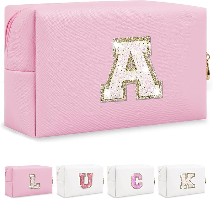 Personalized initial letter makeup bag,
