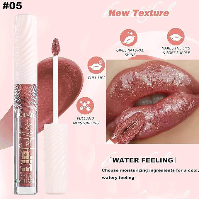 ﻿Rose Tan lip plumper gloss Tinted Glitter Lipgloss Lip Oil Teens Moisturizing Lipstick Lip Balm High Shine And Vegan Plumping Lip Gloss For Women Girls Long-Lasting Dry Lip Care Lip Gloss 05