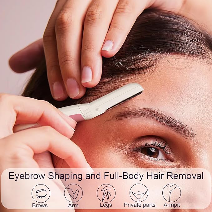 Face Razors for Women, Reusable Handle with 19 Microblades, Dermaplane Razor for Women Face, Eyebrow & Facial Razors, Peach Fuzz Remover, Gentle Exfoliating, for Sensitive Skin (Pearl Blush)