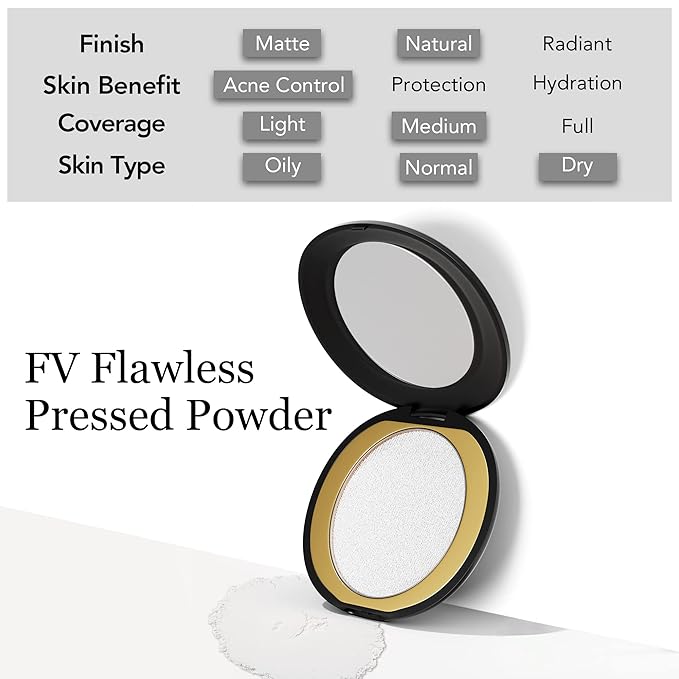 FV Talc-Free Medium Coverage Pressed Powder, Long-Lasting, Oil 0.28 Oz