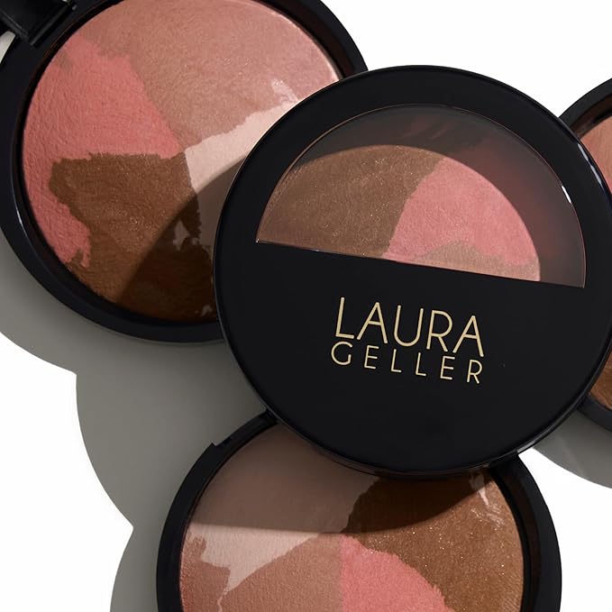 LAURA GELLER NEW YORK Baked Blush-n-Bronze Marbleized 2-in-1 Sculpting Bronzer Blush - Earthy Bronze - Contour Face with a Radiant Flush