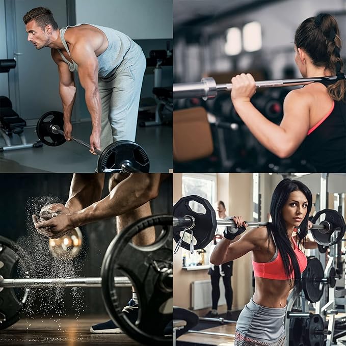 4ft Barbell Weight Bar Solid Steel Straight Weightlifting 2 Collars