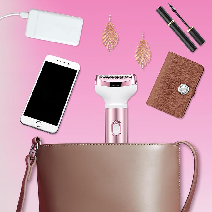 Wet & Dry Electric Razor for Women Body Razors 4-in-1 Facial Hair Remover Electric Shaver and Facial Hair Remover Painless Ladies Body Razors for Nose Face Body Leg Bikini Arm Hair