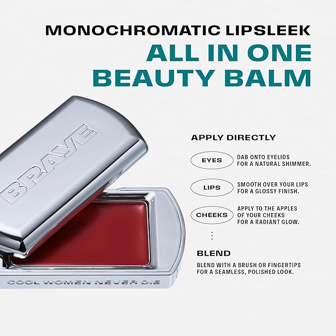 BRAYE Lipsleek Lip Balm, Monochromatic Cream Blush 2-in-1