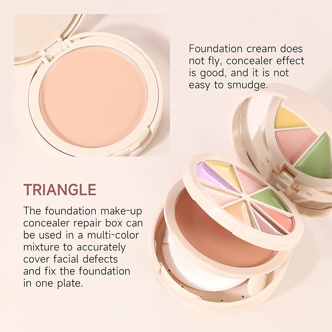 Foundation Concealer Palette with Makeup Sponges & Applicator, Pearl White