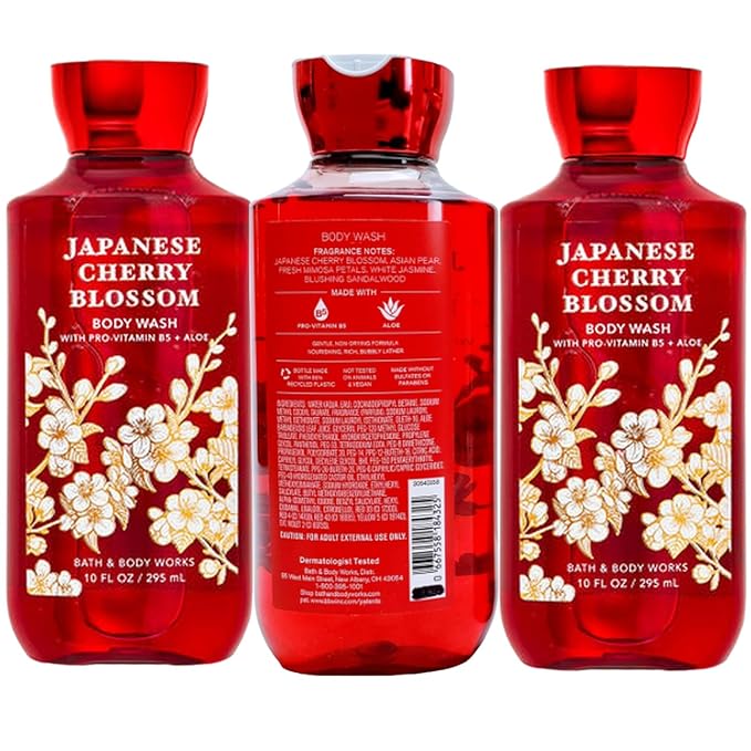 Japanese Cherry Blossom Shower Gel Body Wash - Set of THREE (3) bottles (10 oz ea) -- Bath & Body Works Signature Collection