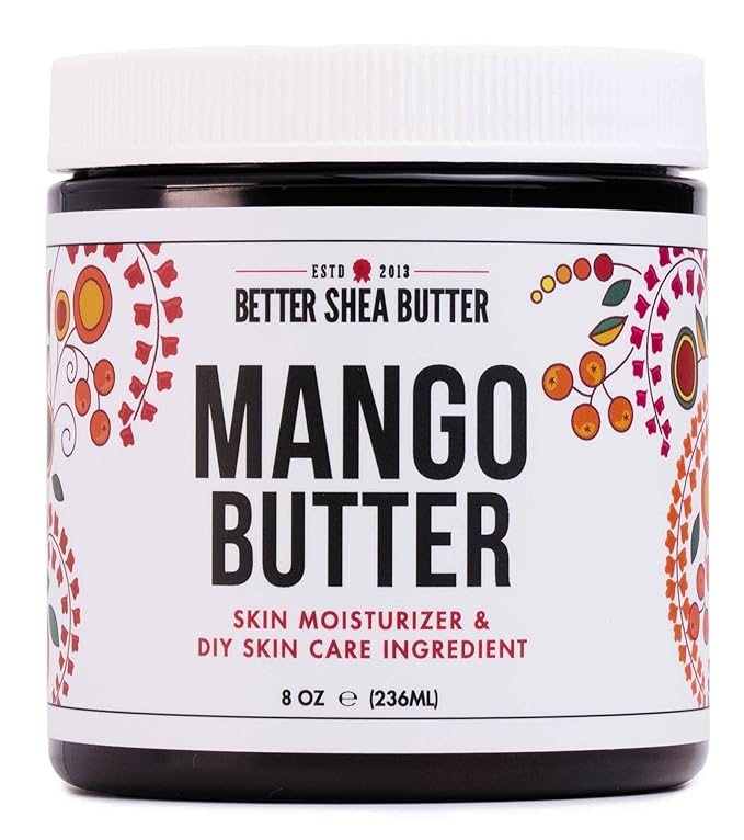 Raw Mango Butter - 100% Pure Mango Seed Butter - Natural Moisturizer for Skin and Hair - Use with Shea in DIY Body Butter, Lip Gloss, Lotion Bar and Soap Making, 8 oz Jar
