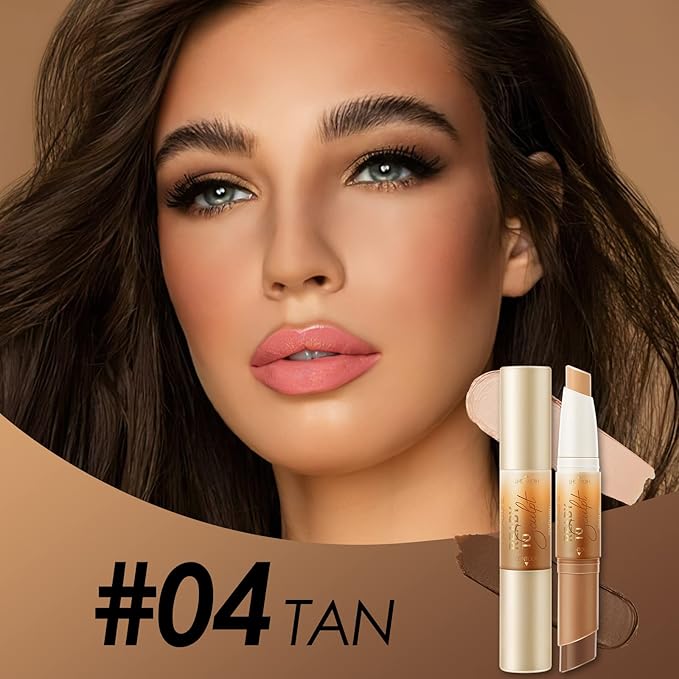 FOCALLURE 2 in 1 Cream Bronzer and Highlighter up Pen,TAN