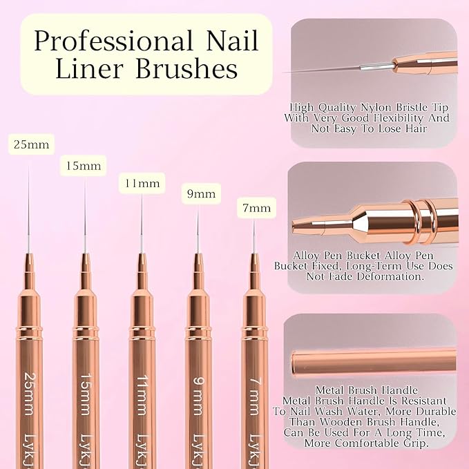 5pcs Nail Art Liner Brushes,Liner