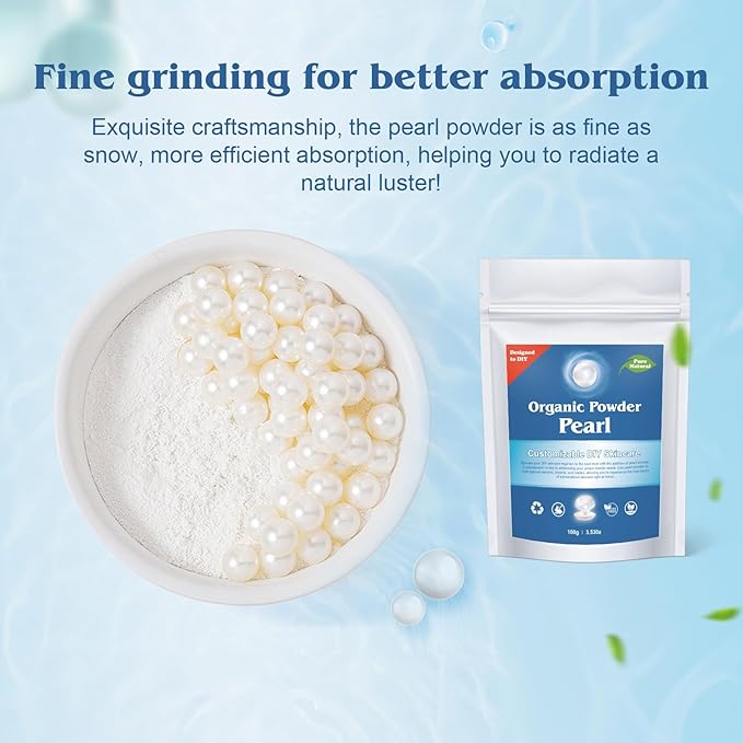 Zlimer Freshwater Pearl Powder for DIY Skincare,Whitening,Pore Minimizer,Anti-Aging,100% Natural, (3.52oz) 100g