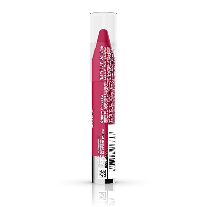 Neutrogena MoistureSmooth Color Stick for Lips, Moisturizing and Conditioning Lipstick with a Balm-Like Formula, Nourishing Shea Butter and Fruit Extracts, 150 Cherry Pink, .011 oz