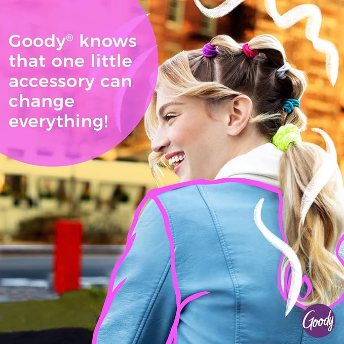 Goody Ouchless Forever Hair Elastics, 10 Ct, Assorted Colors, Damage-Free Bands, 3X Stronger Elastic Ties, Retainable Shape, 16 Strand Inner Core, Styling Accessories for Women & Men, All Hair Types