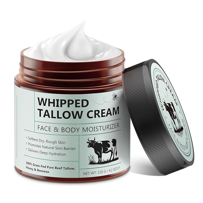 4.2oz Grass Fed Beef Tallow for Women and Girls, Organic Grass Fed and Finished Tallow For Skin - Face & Body(Unscented)