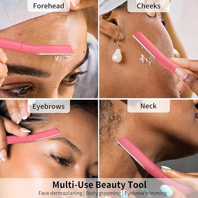 Face Razors for Women, Dermaplane Razor for Women Face, Eyebrow Razor, Facial Razors, Dermaplaning Tool, Gentle Skin Exfoliation Microblades for Sensitive Skin, Peach Fuzz Remover, 10 Count (Blush)