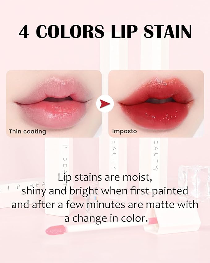 2 Colors Lip Tint Stain Duo, Moisturizing Water Moisturizing