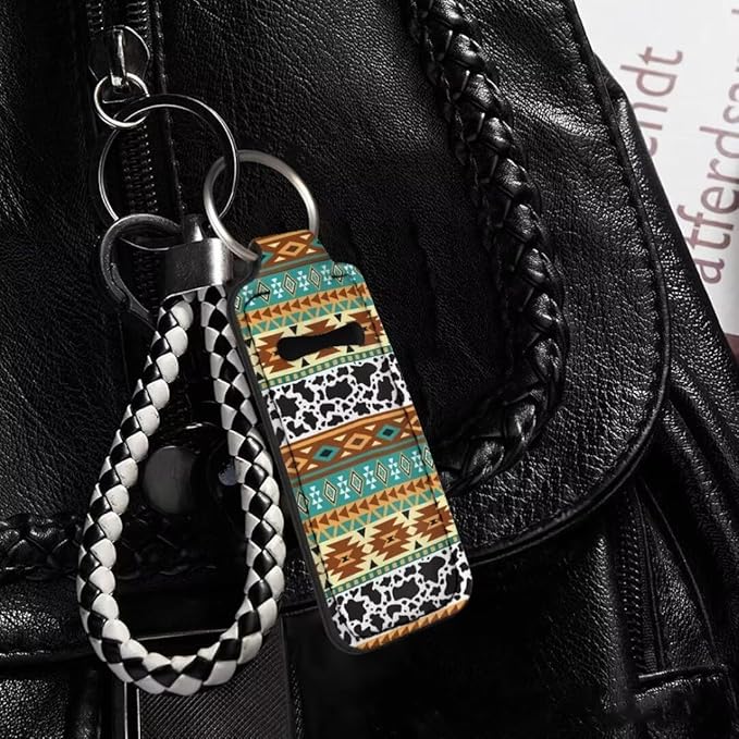 Horeset Aztec Style Novelty Women Chapstick Holder Keychain