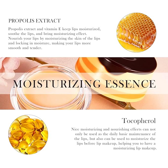 2Pcs Bee Lip Balm Honey Pot, Exfoliator