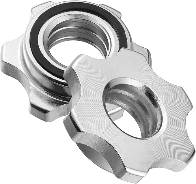 Garneck 2pcs Standard Barbell Spin-Lock Collars Screw Clamps 1 inch(Silver)