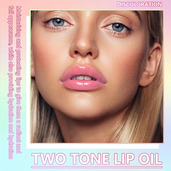 Double Colors Lip Glow Oil, Clear to Orange Glow