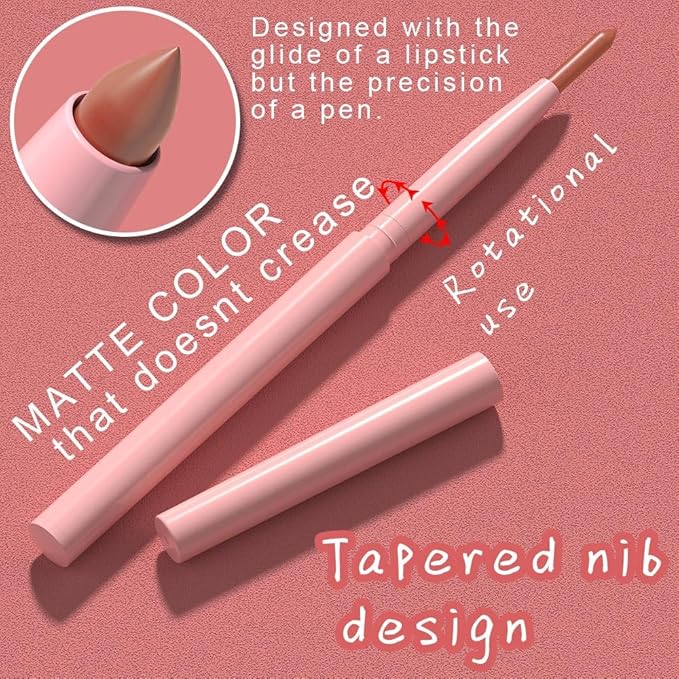 evpct Orange Nude Brown Matte Creamy Retractable Lip Liner Pencils for Women Shaping & Sculpting Lips, Long Lasting Waterproof Rich Lip Colors Liner Crayon Lipstick Pencils delineador de labios