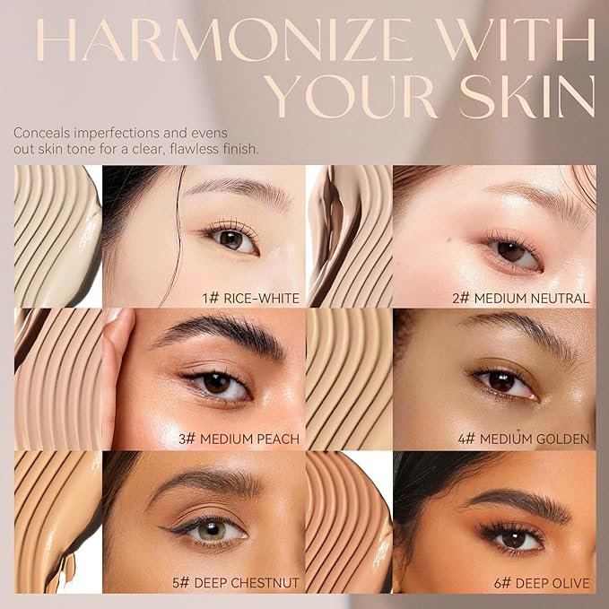 Foundation Makeup,Soft Beige Full Coverage Foundation Makeup（Built-in brush）Vegan Face Makeup(03#)