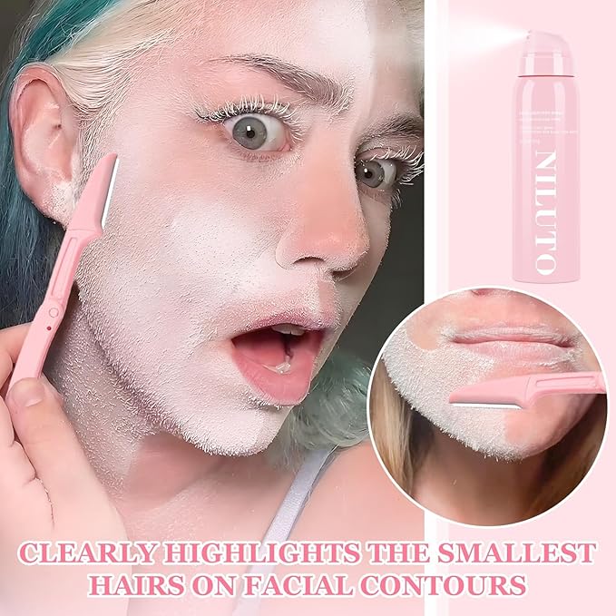 Hair Identifier Spray for Face Shaving, Moisturizing and Skin Care Dermaplaner Spray,Skin Body Hair Identifier Comfortable Face Shaving Powder (Pink 2Pack)
