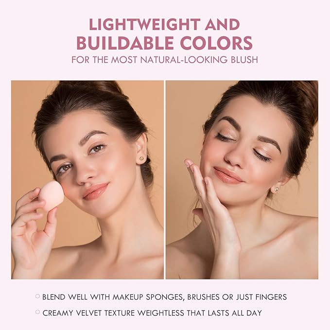 Matte Cream Blush, 9 Colors Lightweight, Long Lasting, Cheeks (04)