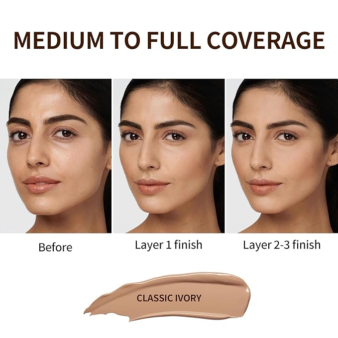 FV Full Coverage Liquid Foundation, Lightweight & Concealing, Ivory Matte)