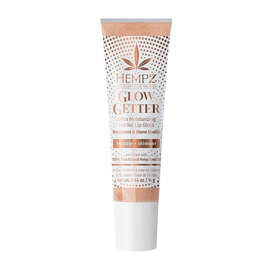 Hempz Glow Getter Lip Gloss, Hydrating Balm with Shimmer .44 oz.