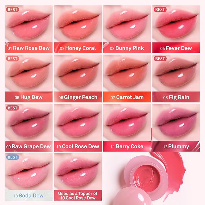 HINCE Raw Glow Dewy Ball - Tinted Lip Balm, Jelly Gloss Glow, Shine and Hydration, Lip & Blush Multiuse, Vegan, 0.12 oz. (13 colors) (GINGER PEACH)