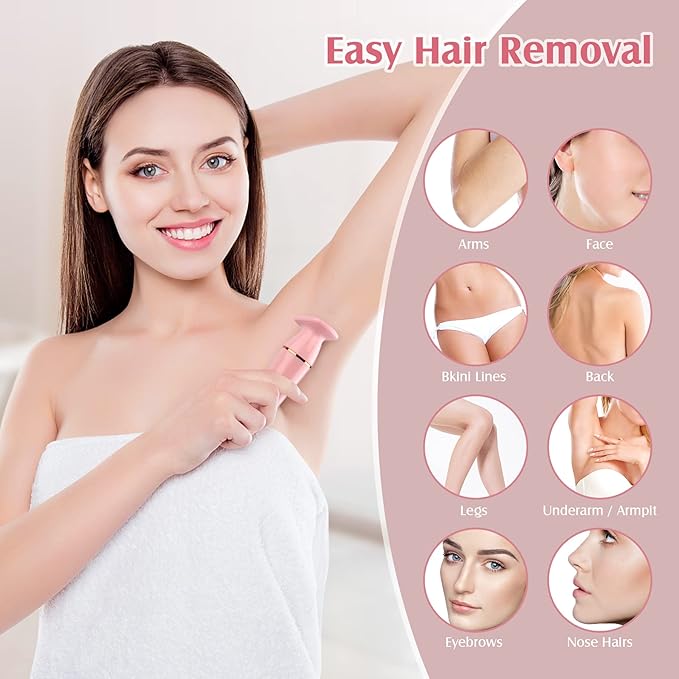 Trimmer Women, 4 in 1 Electric Razor for Women, Facial Shavers for Women, Portable Travel Womens Electric Razor for Face Beard Eyebrow Leg Arm Bikini Armpit Pubic Hair, Pink