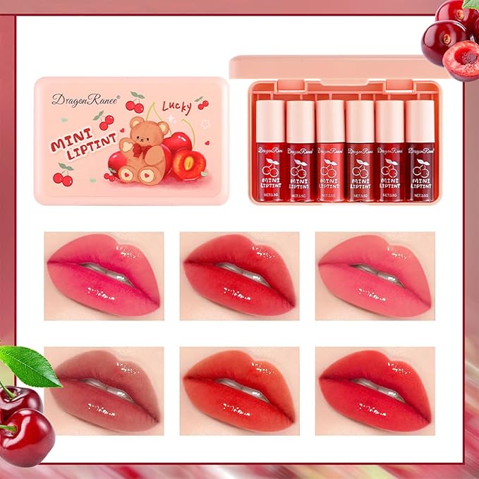 Eakroo 6 Colors Cherry Lip Tint Stain Set, Lip