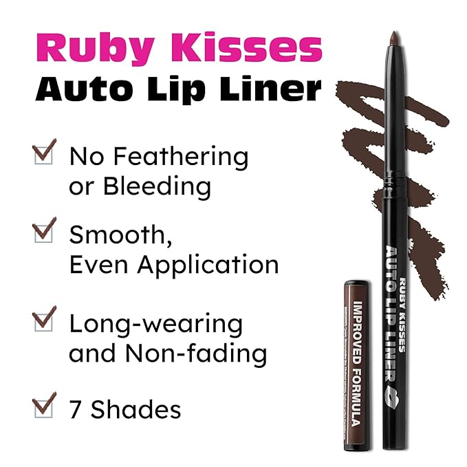 Ruby Kisses Auto Lip Liner Pencil, Long Lasting Lip