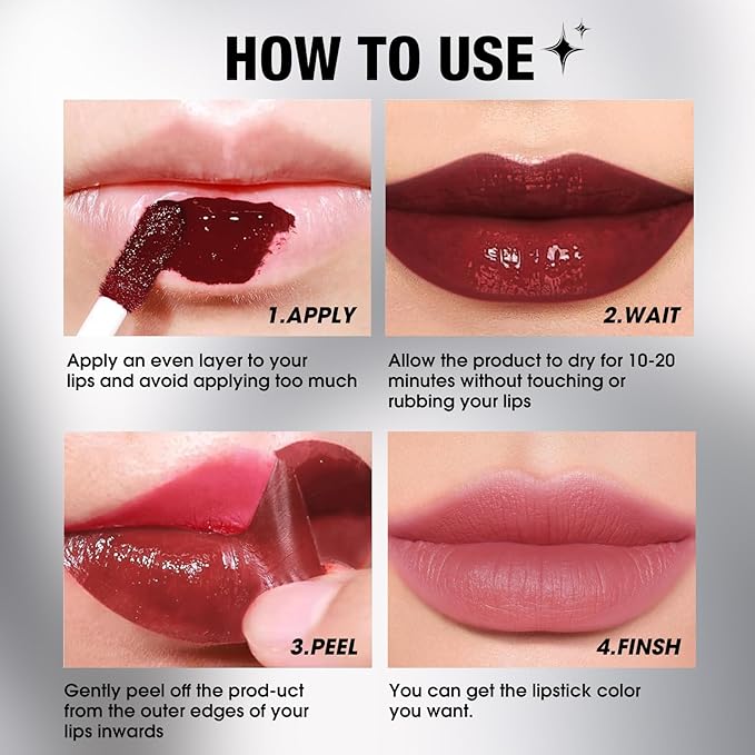 LANGMANNI Long-Lasting Peel Off Lip Liner Set, Waterproof & Smudge-Proof Matte Lip Liners Gift Makeup For Girls（#3）