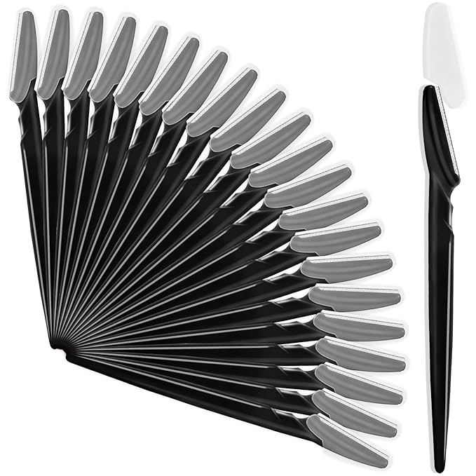 21 Pcs Eyebrow Razors, Face Razors Multipurpose, Exfoliating Dermaplaning Tools, Eyebrow Trimmers Shaver with Safety Cover, Facial Hair Removal for Women Men Body Use (Black)
