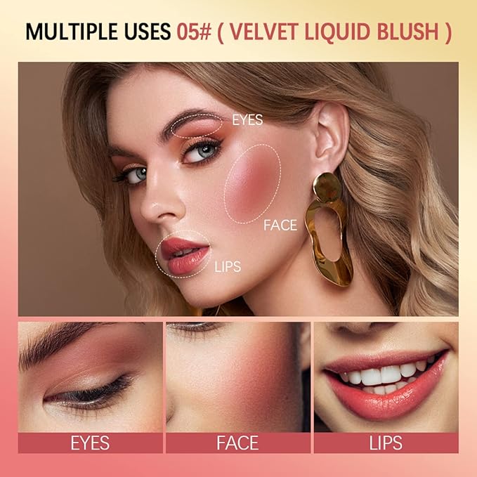 Liquid Blush, Matte Liquid Cream Makeup Dual Use for Girl