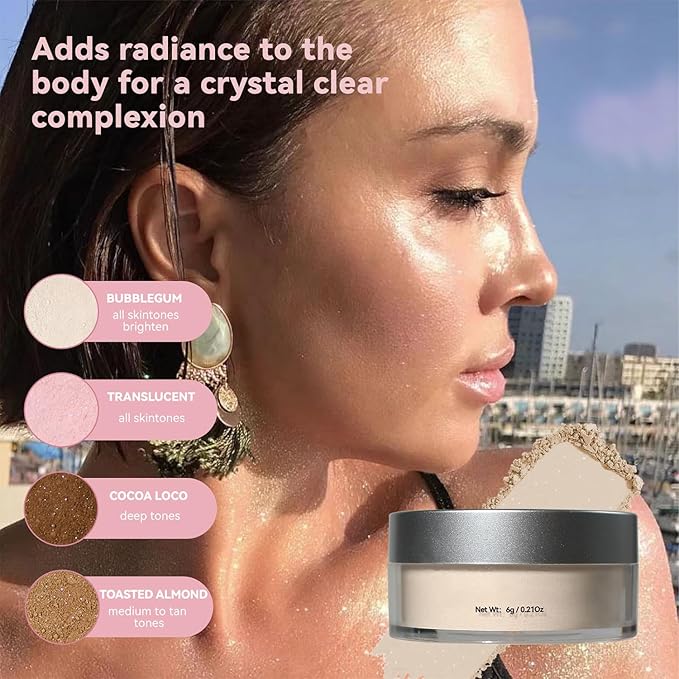 Loose Face Powder Setting Powder, Shimmer Glitter Loose