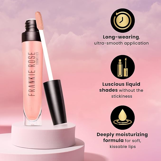 Frankie Rose Cosmetics Lip Gloss | Non-Sticky Formula, Long Lasting Lip Gloss, Bold Pigment & Hydrating Lip Gloss, Girl Boss Shimmer Lip Gloss, 20g