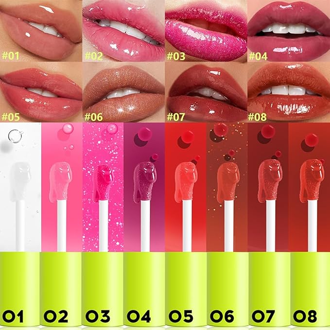Hydrating Lip Oil, Big Brush Head Lip Glaze Shiny Transparent Lip Glow Oil, Nourishing & Fresh Clear Smooth Lip Care Plumping Lip Oil (# 03)