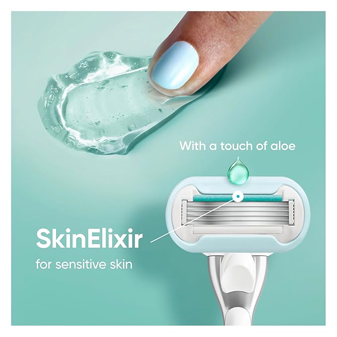 Venus Extra Smooth Sensitive Women's Razor with Reusable Razor Handle, 3 Razor Blade Refills and Shower Holder