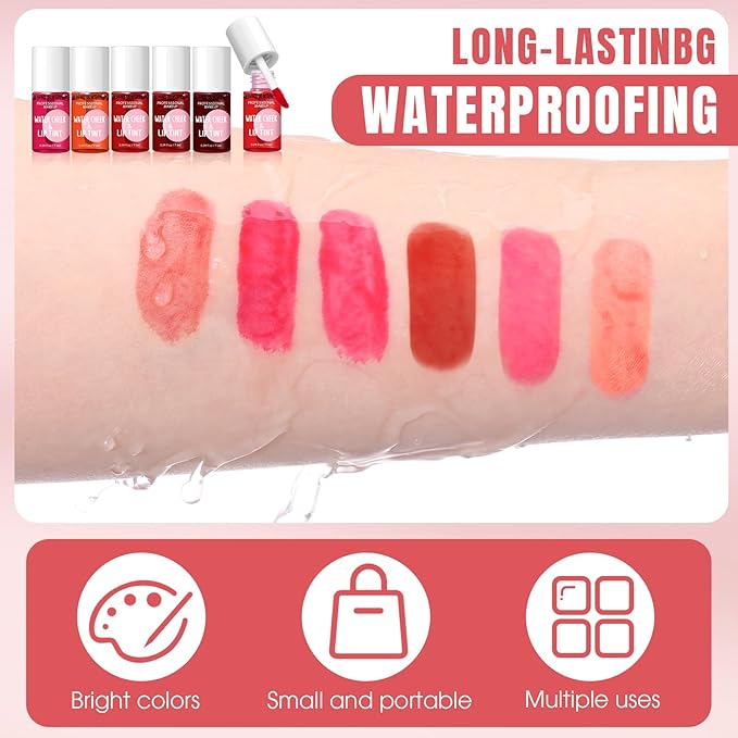 12 Pcs Lip Tint Stain Set 6 Colors Lip