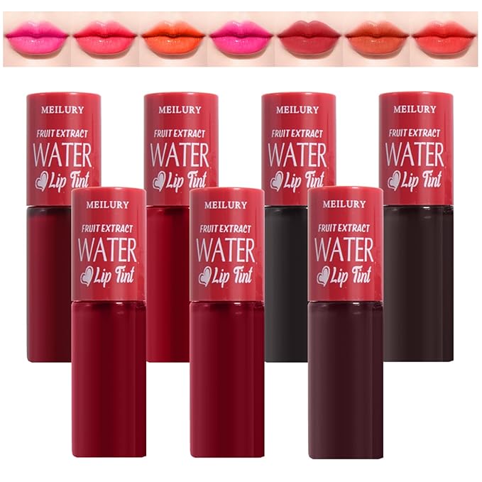 7 Colors Korean Lip Tint Stain Set Long-lasting Waterproof Velvet Lip Tint Moisturizing Lip Gloss Set，Multi-Use Lip and Cheek Tint for Women Daily Lip Makeup
