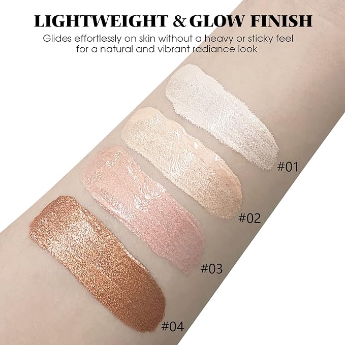 Liquid Highlighter Makeup, Natural Silky Shimmer Finish Liquid Gold Shimmer)