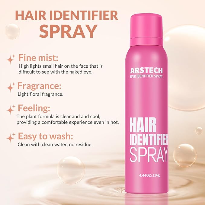 Hair Identifier Spray for Face Shaving Dermaplaning Tool Skin Body Dermaplaning Spray for Women with 4 Face Razor for Face Shaver Hair Removal Kit Excess Hair Dermaplane Razor for Women Face
